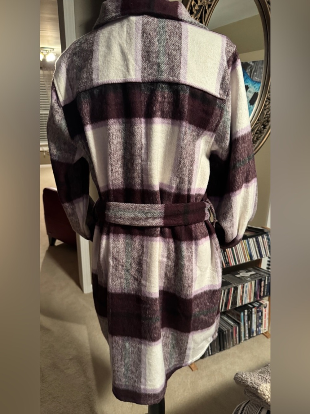 Ashley By 26 International Purple and Cream Plaid Outerwear Flannel - Picture 2 of 3